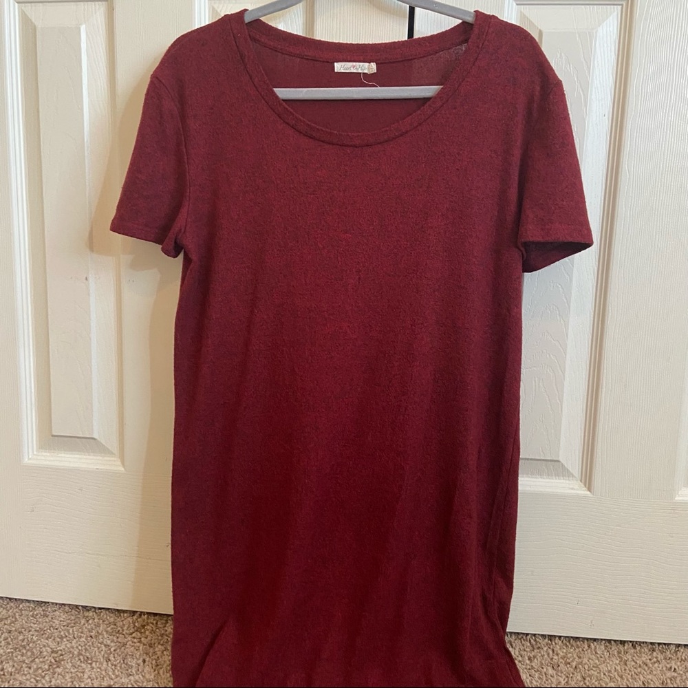 Maroon t-shirt dress